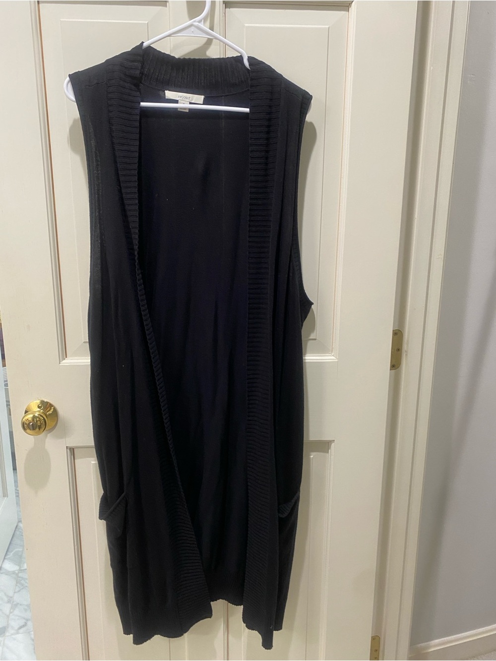 Sejour Black Knit Open-Front Vest